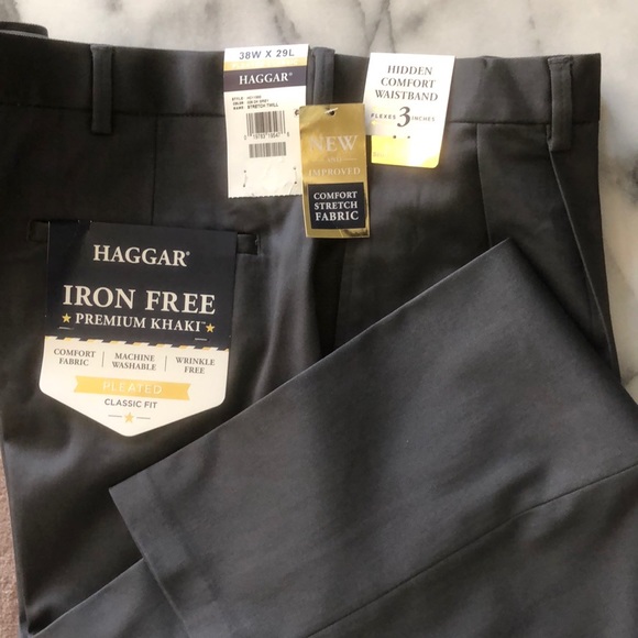 Haggar Classic Stretch Comfort Khaki Slacks - Picture 1 of 3